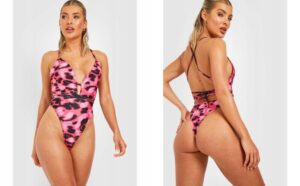 X9B123 BOOHOO KOSTIUM KĄPIELOWY WIĄZANIE RÓŻ 38