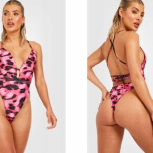 X9B123 BOOHOO KOSTIUM KĄPIELOWY WIĄZANIE RÓŻ 38