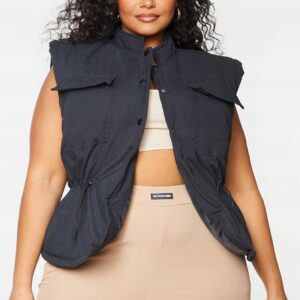 M2B209 PRETTYLITTLETHING DAMSKA KAMIZELKA CZARNA PLUS 44 XXL XXL