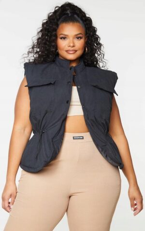 M2B209 PRETTYLITTLETHING DAMSKA KAMIZELKA CZARNA PLUS 44 XXL XXL