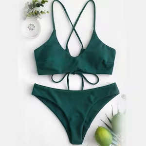 X9C317 ZAFUL BIKINI DAMSKIE BUTELKOWA ZIELEŃ S