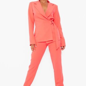 Z1G301 BOOHOO PETITE SPODNIE MATERIAŁOWE NEON XL