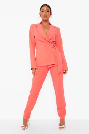 Z1G301 BOOHOO PETITE SPODNIE MATERIAŁOWE NEON XL
