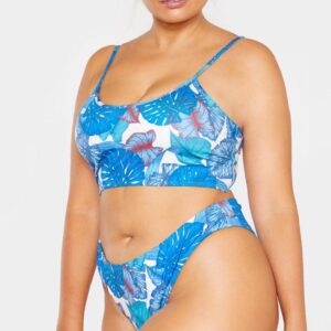 X9F206 PLT PLUS NIEBIESKI DÓŁ OD BIKINI W LIŚCIE 46