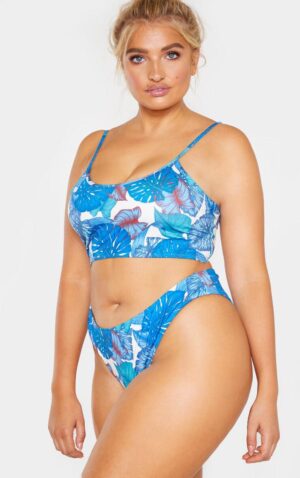 X9F206 PLT PLUS NIEBIESKI DÓŁ OD BIKINI W LIŚCIE 46
