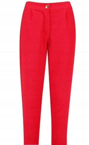 X0B002 ELEGANCKIE MATERIAŁOWE SPODNIE 7/8 CZERWONE BOOHOO 40 - obrazek 2