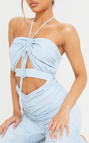 V0A014 PRETTYLITTLETHING LETNI MARSZCZONY KOMBINEZON NIEBIESKI 44 XXL - obrazek 4