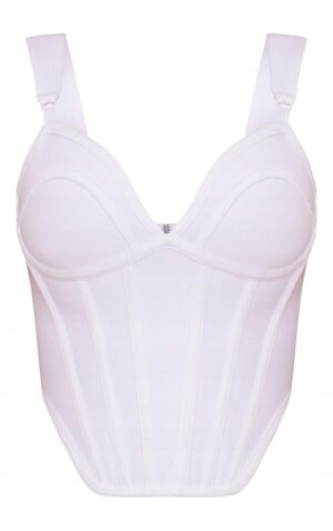 M6C308 DZIANINOWY BIAŁY TOP GORSET NA RAMIĄCZKACH PRETTYLITTLETHING 34 - obrazek 5