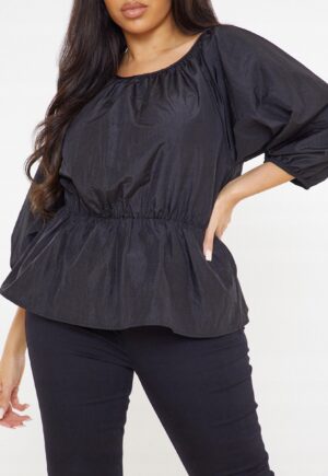 M1D013 MISSGUIDED PLUS CZARNY TOP Z BASKINKĄ 50 - obrazek 3