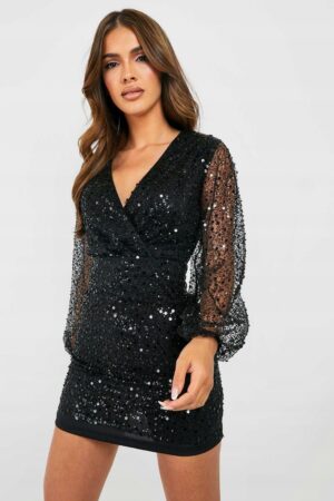 X4A106 BOOHOO SUKIENKA CZARNA ZDOBIONA MINI 42 XL XL