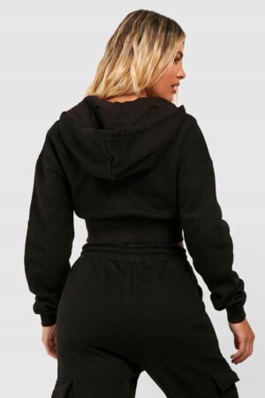 Z7D208 CZARNA SPORTOWA BLUZA CROPPED Z KAPTUREM BOOHOO XL - obrazek 3