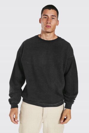 Z6E112 BOOHOO KLASYCZNA CZARNA BLUZA SPORTOWA EFEKT SPRANIA M