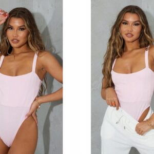 M1D208 DOPASOWANE RÓŻOWE BODY NA RAMIĄCZKACH PRETTYLITTLETHING 38