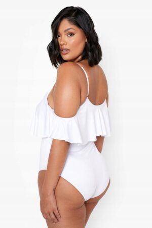 X3F225 BOOHOO PLUS SIZE STRÓJ KĄPIELOWY BIAŁY 44 44 - obrazek 3