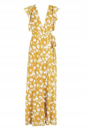 V2A115 BOOHOO SUKIENKA ŻÓŁTA W KWIATY MAXI 44 - obrazek 3