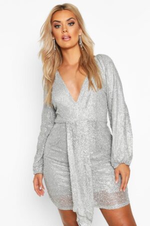 Z8C212 CZARNA SUKIENKA GLAMOUR Z POŁYSKIEM BROKAT BOOHOO PLUS 44 - obrazek 2