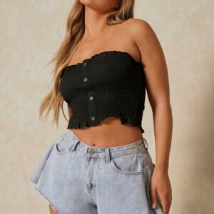 X4E004 BRAVE SOUL CZARNY CROP TOP BANDEAU 36 S S