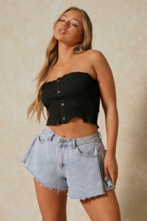 X4E004 BRAVE SOUL CZARNY CROP TOP BANDEAU 36 S S
