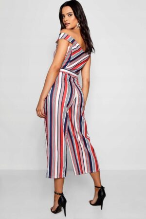 M5F207 BOOHOO LETNI KOMBINEZON 3/4 W PASKI WIĄZANY W PASIE 36 S - obrazek 2
