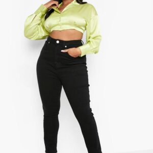 X3F312 BOOHOO SPODNIE PLUS CZARNE JEANSOWE 4XL