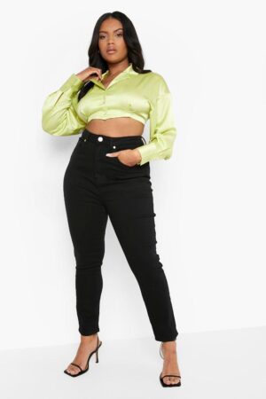 X3F312 BOOHOO SPODNIE PLUS CZARNE JEANSOWE 4XL