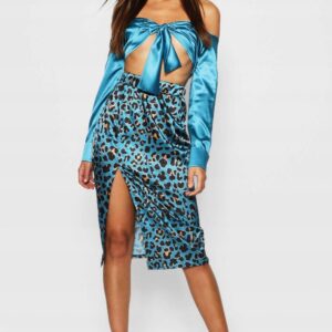 Z4D103 BOOHOO SPÓDNICA TOP PANTERKA L L