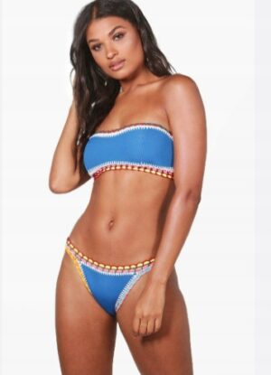 X9G123 BOOHOO DAMSKIE NIEBIESKIE BIKINI PIANKOWE HAFT 40