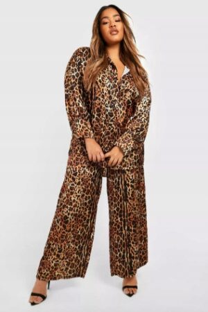 Z1B011 BOOHOO PLUS SATYNOWE SPODNIE PANTERKA 4XL - obrazek 3