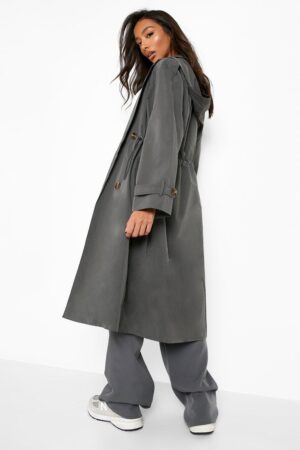 X5F305 BOOHOO SZARY PŁASZCZ TRENCZ OVERSIZE 36 S - obrazek 4