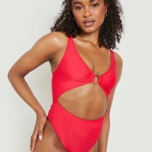 M1A207 BOOHOO CZERWONY STRÓJ KĄPIELOWY WYCIĘTY XL