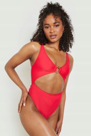 M1A207 BOOHOO CZERWONY STRÓJ KĄPIELOWY WYCIĘTY XL