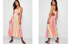 Z4G005 LETNIA SUKIENKA MAXI W PASKI Z WYCIĘCIAMI BOOHOO TALL 36