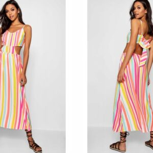 Z4G005 LETNIA SUKIENKA MAXI W PASKI Z WYCIĘCIAMI BOOHOO TALL 36