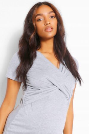 M1B306 BOOHOO MATERNITY MARSZCZONA SZARA BLUZKA DEKOLT V 38 M - obrazek 3