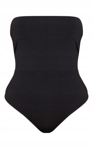 Z0E109 PRETTYLITTLETHING CZARNE BODY BANDEAU WIĄZANE Z TYŁU 38 M - obrazek 5