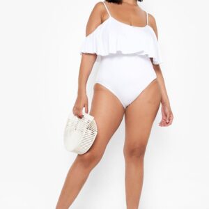 X3F225 BOOHOO PLUS SIZE STRÓJ KĄPIELOWY BIAŁY 44 44