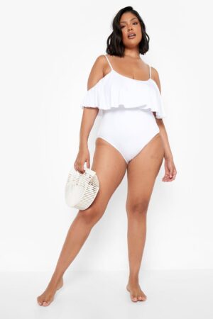 X3F225 BOOHOO PLUS SIZE STRÓJ KĄPIELOWY BIAŁY 44 44