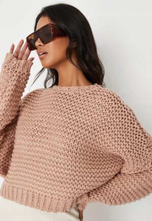 M1E204 MISSGUIDED TALL SWETER OVERSIZE BEŻ 38/40 - obrazek 3