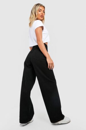 M0A026 NASTY GAL CZARNE DAMSKIE JEANSY WIDE LEG Z PRZESZYCIAMI XXS 32 - obrazek 4