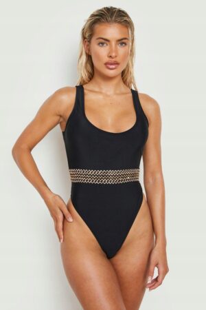 Z1G206 BOOHOO STRÓJ KĄPIELOWY DAMSKI CZARNY XL - obrazek 2