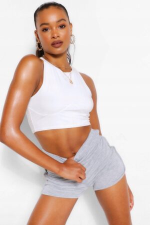 M3F114 BOOHOO SZARE KRÓTKIE SPODENKI SPORTOWE Z WYSOKIM STANEM 34 XS