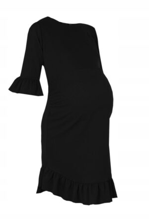 Z1D102 BOOHOO MATERNITY CZARNA SUKIENKA FALBANA M - obrazek 4