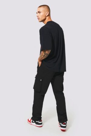 M7B22 BOOHOO SPODNIE MĘSKIE CZARNE PROSTE Z KIESZENIAMI CASUAL 30 - obrazek 2