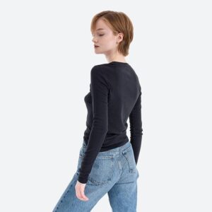 Z0D106 LEVI'S BAWEŁNIANA CZARNA BLUZKA Z DŁUGIM RĘKAWEM LOGO XXS - obrazek 3
