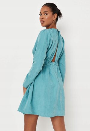 X1F106 NIEBIESKA SUKIENKA Z WYCIĘCIAMI DŁUGI RĘKAW MISSGUIDED 40 - obrazek 5