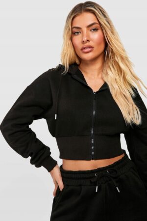 Z7D208 CZARNA SPORTOWA BLUZA CROPPED Z KAPTUREM BOOHOO XL - obrazek 5