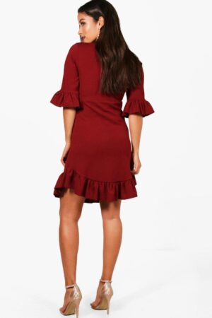 Z1D102 BOOHOO MATERNITY CZARNA SUKIENKA FALBANA M - obrazek 2