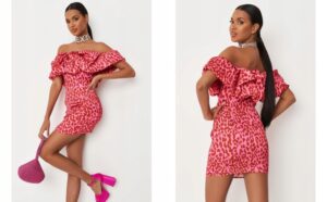 X0E301 SATYNOWA WZORZYSTA SUKIENKA ZWIERZĘCY PRINT RÓŻOWA MISSGUIDED 40