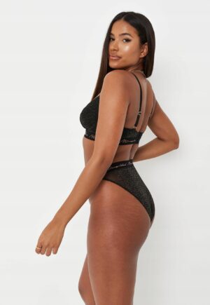M3C008 CZARNY BROKATOWY BIUSTONOSZ Z FISZBINAMI LOGOWANY MISSGUIDED 70H - obrazek 2