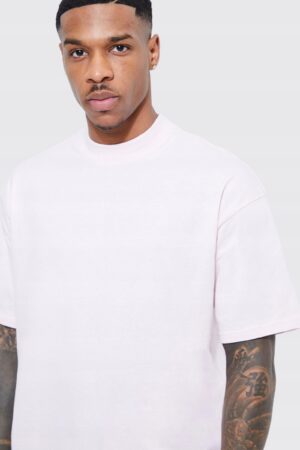 M6F004 BOOHOO MAN RÓŻOWY KLASYCZNY T-SHIRT MĘSKI S - obrazek 2